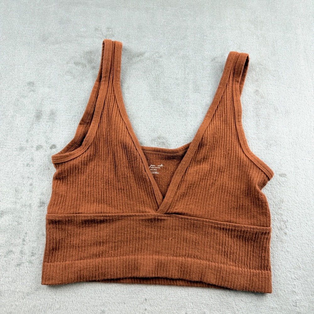 Out From Under‎ Urban Outfitters Brown Ribbed V-Neck Bralette Top Women's M/L